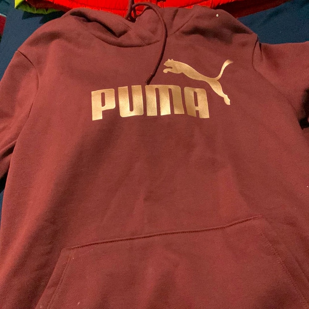 A burgundy puma hoodie